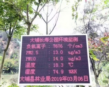 梅州大埔縣大埔長壽公園負氧離子監測系統設備